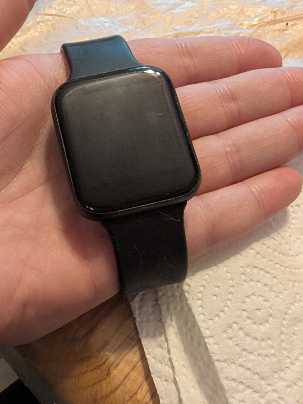 Black Smartwatch with Silicone Band — Unbranded
